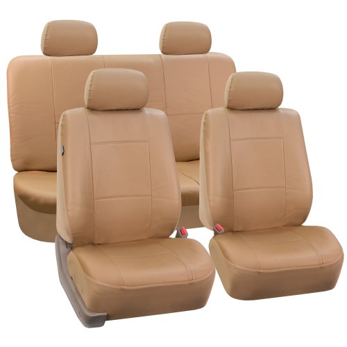 FH-PU001114 PU Leather Car Seat Covers Solid Tan color