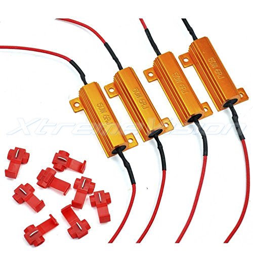 XtremeVision 50W 6Ohm LED Load Resistors for LED Turn Signal Lights or LED License Plate Lights (Fix Hyper Flash, Warning Cancellor) - 2 Pairs