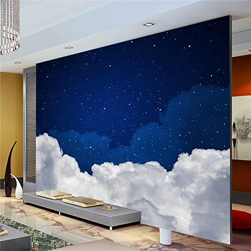 Night Sky Photo Wallpaper Galaxy Wallpaper Custom 3D Clouds &amp; Stars Wall Murals Kids Girls Bedroom Living Room Decor Art Design-400X280CM