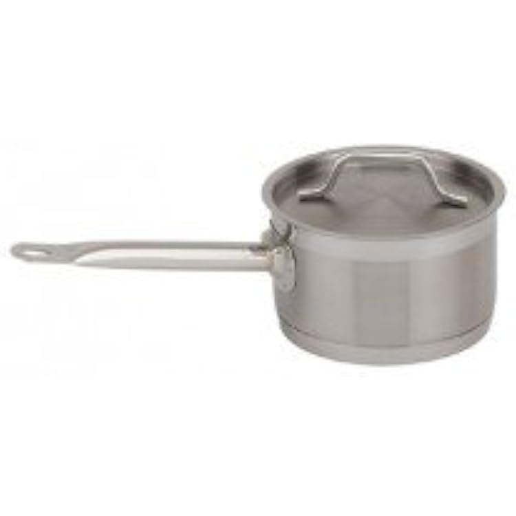 Royal Industries Saucepan w Lid 2qt Saucepot Induction Cookware Stainless Steel Pot,Long Sturdy Handle 6.3 Diam 3.7H Silver, Dishwasher Safe, Commercial Grade-NSF Certified