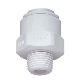 John Guest Push-to-Connect Male Adapter, Polypropylene, 3/8" x 3/8" NPTM, 10/Pack