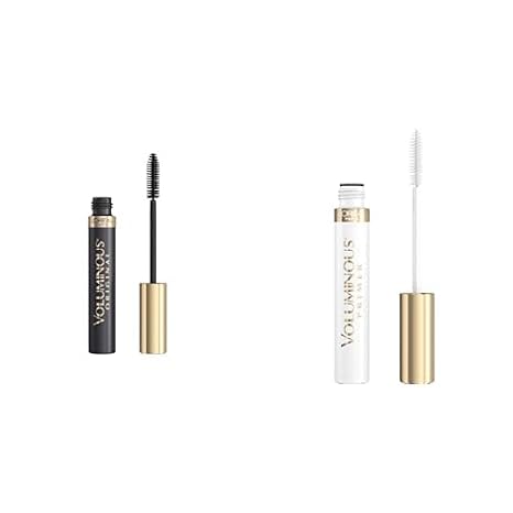 LOreal Paris Makeup Voluminous Original Mascara, Blackest Black, 0.28 Fl Oz & L'Oreal Paris Voluminous Lash Boosting Conditioning Primer Mascara, White Primer, 0.24 Fl Oz., 1 Count