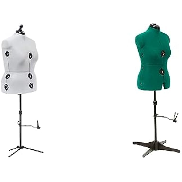 Dritz Twin-Fit Adjustable Tri-Pod Stand, Full Figure Dress Form, Silver Gray & Sew You Adjustable Dress Form, Medium, Opal Green