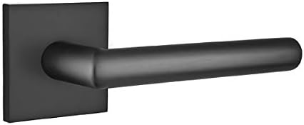 EMTEK Square Rosette Passage Set with Matching Finish Stuttgart Lever - Choice of Left/Right Handing and 7 Finishes - 5110STULHUS19 - Left Handed (LH) - Flat Black (US19)