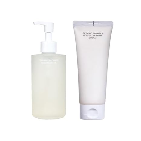 Whamisa Deep Double Cleanse Duo: Organic Flowers Cleansing Oil and Foam Cleansing Cream Bundle