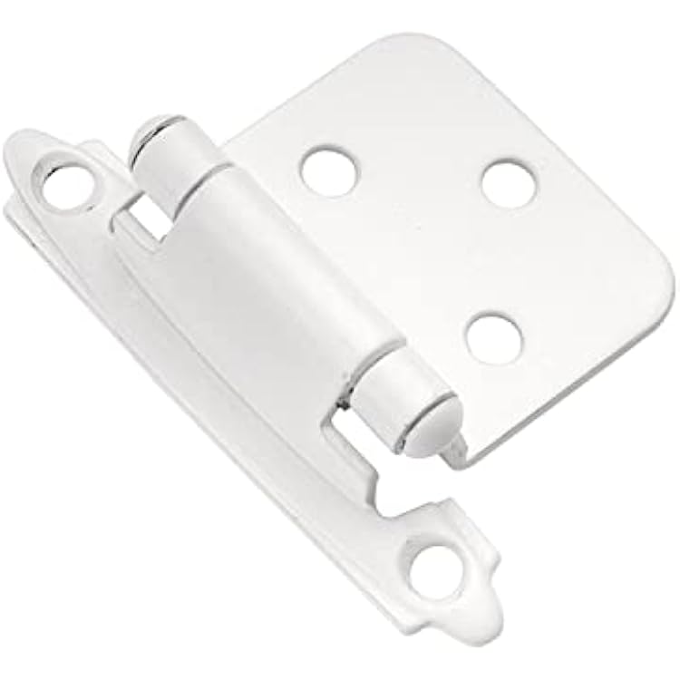 Hickory Hardware P144-W Traditional Cabinet Hinges - 170 Opening Angle - Face Frame Variable Overlay - Self-Close - Surface Mount Hinges - Easy Installation White Finish 1 Set of Pair