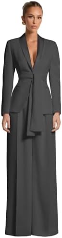 Casual Pant Suits for Women with Belt 2 Piece Dressy Business Womens Suit Elegant Wedding Guest Tuxedo
