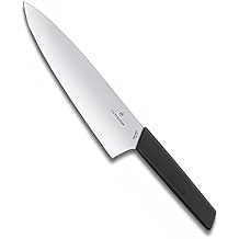 Victorinox Swiss Modern Chef's Knife - Kitchen Knife for Cutting Meat, Fruit & Vegetables - Premium Kitchen Accessories - Black Handle, 8"
