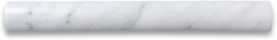 Stone Center Online Carrara White Marble 1x12 Quarter Round Covering Edge Pencil Liner Trim Molding Polished Kitchen Bath Wall Floor Backsplash Shower (1 Piece)