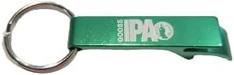 Goose IPA Aluminum Bottle Opener Keychain, Green, Compact Key Ring Tool