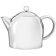 bredemeijer Santhee Double Walled Teapot, 0.5-Liter Stainless Steel Glossy Finish with Glossy Accents