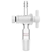 stonylab Glass Adapter, Borosilicate Glass Vacuum Flow Control Adapter with PTFE Stopcock, 19/22 Joint and Straight Hose Connection Lab Glassware