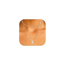 SKQIR Initial Necklace for Women Gold Plated Layered Letter A-Z Name Pendant Necklace Choker Silver Chain Tiny Dainty Initial Monogram Alphabets Tag Charm Trendy Jewelry Gift for Women