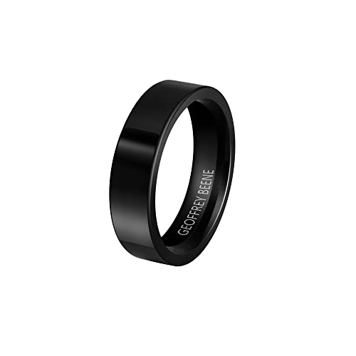 Geoffrey Beene Men Stainless Steel 7mm Polished Black Ring