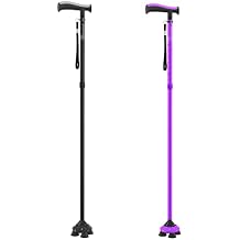 BeneCane Walking Cane for Men & Women Walking Stick for Seniors Folding Canes Quad Cane Adjustable Lightweight Sturdy Free Standing Collapsible Heavy Duty with Soft TPR T-Handle and Travel Bag