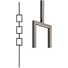 Ash Grey 16.6.5 Triple Rectangle Hollow Iron Baluster for Staircase Remodel