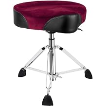 AKLOT Saddle Drum Throne, Hydraulic Drum Throne, Heavy Duty Drum Seat, Height Adjustable Suede Drum Chair, Motorcycle Style Drum Stool for Adults Drummers Dark Red Brown