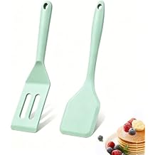 (2 Pack) Heat-Resistant Flexible Silicone Spatula for Baking, Cooking, Small Silicone Spatula Kitchen Utensils for Cookies & Brownies, Mini Rubber Spatulas for Nonstick Cookware (Green)