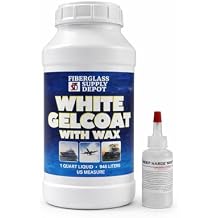 Fiberglass Supply Depot White Gelcoat with Wax UV-Resistant Marine Gelcoat for Interior & Exterior Use Quart Kit with 15cc MEKP Hardener