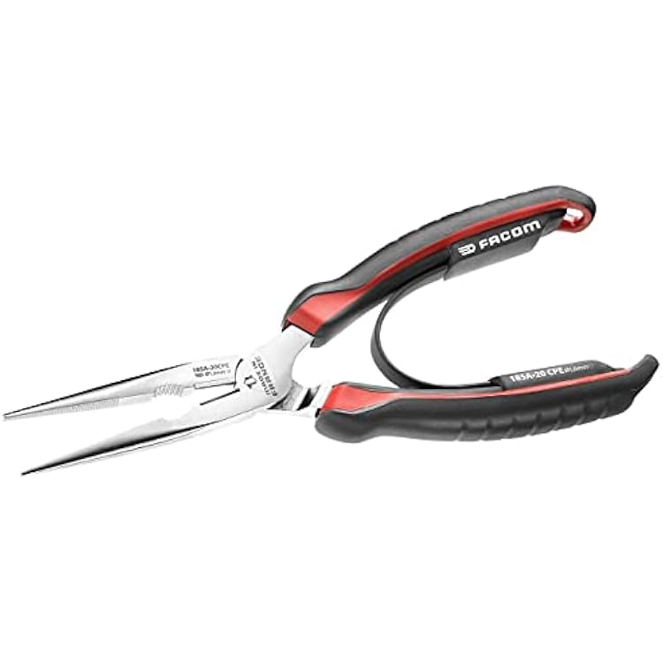 Facom 12 185 a.20cpe Round Nose Pliers, 200 mm, RedBlack