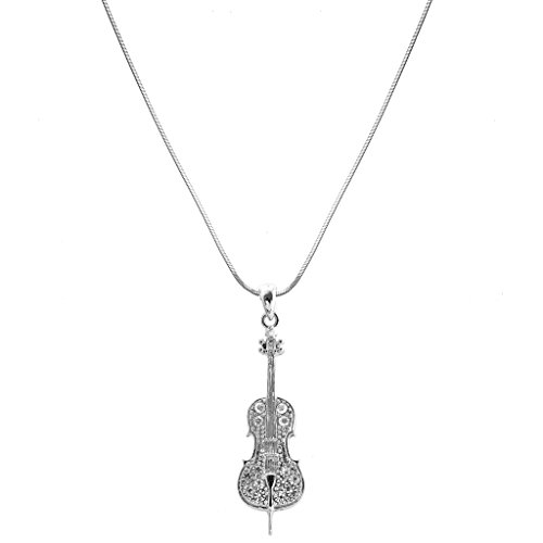 Crystal Cello Necklace Silver