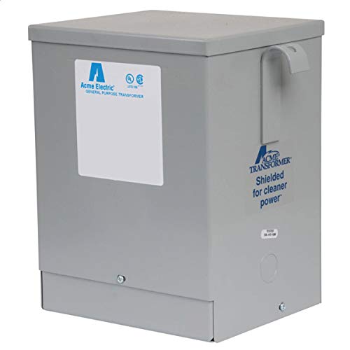 Acme Electric T253013S Dry-Type Distribution Transformer, 1 Phase, 3.00 kVA, 60 Hz, 240 x 480 Primary Volts, 4 Windings, Wall Mount, Steel, Gray