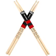 Drum Sticks, Drum Sticks for Drums, Natural Solid WoodWeight BalancedNon-Slip Grip, Live Performance & Drum Kit Practice Accessories, Percussion Drumsticks for Beginner (2 Pairs, No Grip, 5 A)
