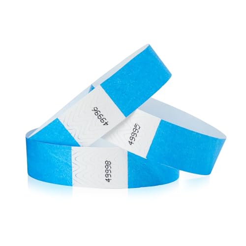 500 WristCo Neon Blue Tyvek Wristbands for Events - Tamper-Proof Design & Fluorescent Color Prevent Reuse Premium-Grade Bracelets for Hospital & Medical ID, Party & VIP Identification
