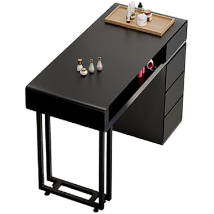Professional Nail Table - Manicure Desk with Cabinet, Modern Double Nail Art Station for Spa & Beauty Salon, Multi-Purpose Workstation for Nail Technicians and Makeup Applications.