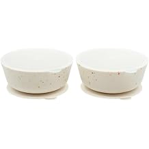 WeeSprout Suction Bowls for Baby & Toddlers (Set of 2) - 100% Silicone w/Plastic Lid - Leak Proof Feeding Supplies - Dishwasher & Microwave Safe Infant Dinnerware w/Extra Strong Base