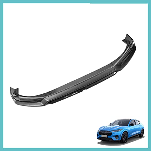 BestEvMod for Mustang Mach-E Front Lip Splitter 4 Piesec Style ABS Front Bumper Lip Spoiler Side Body Kit Trim Compatible with 2021-2026 Mustang Mach E Exterior Accessories V1 Carbon Fiber