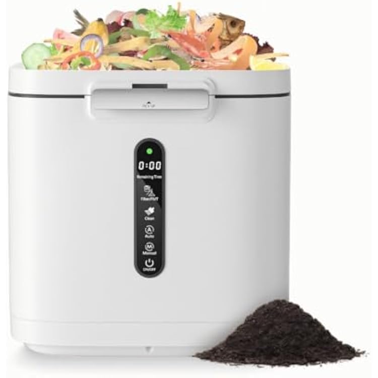 4L Larger Capacity Electric Kitchen Composter,Smart Compost Bin IndoorOutdoor,Countertop Compost Machine with Smart LED Display,OdorlessAuto-Cleaning,Turn Food Waste into Fertilizer for Garden