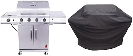 Char-Broil 463354021 Performance 4-Burner Cabinet Style Liquid Propane Gas Grill, Stainless Steel & Performance Grill Cover, 3-4 Burner: Large