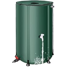 Collapsible Rain Barrel Water Collection System - 100 Gallon Portable Water Storage Tank,Foldable Rainwater Collect System Downspout, Water Catcher Container with Filter, Spigots&Overflow Kit,Green