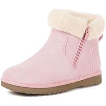 Hsyooes Snow Boots for Women Genuine Suede Leather Winter Boots Water Resistant Warm Booties Fur Lined Ankle Booties Fuzzy Classic Outdoor