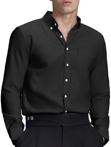 Susclude Men's Oxford Shirts Long Sleeve Dress Shirts for Men Button Down Shirt Cotton Wrinkle Free Shirts with Pocket