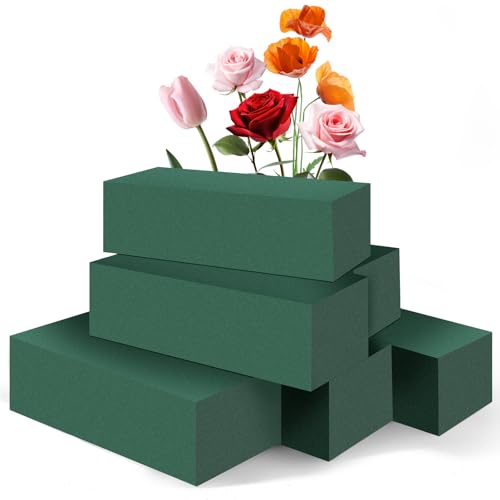 6Pcs Floral Foam Blocks for Fresh and Artificial Flower Arrangements, Larger Size 8.86 L x 4.13 W x 2.76 H Flower Foam Bricks Florist Foam for Valentines Day,Wedding, Birthday,Home, Office