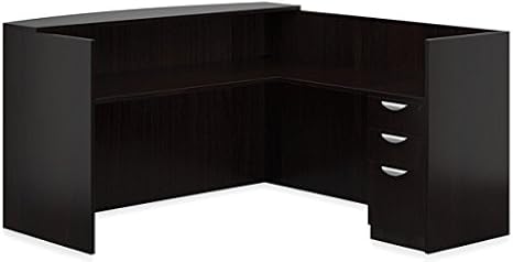 Offices To Go L Shaped Reception Desk W/Drawers W/Transaction Top 71" W X 30" D X 42" H Reception Return 42" W X 24" D X 42" H - American Espresso