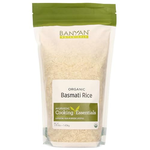 Banyan Botanicals Organic White Basmati Rice Low-Glycemic Long Grain Rice Easy to Digest for Kitchari, Gut Health & Metabolic Balance 5 lbs. USDA Organic