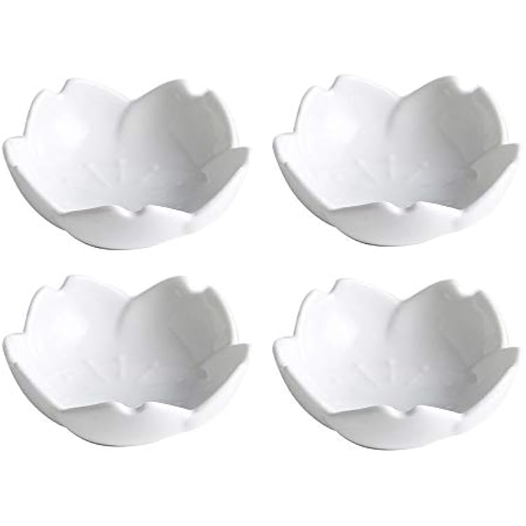 4pcs Ceramic Flower Shape Sauce Dish Seasoning Dishes Sushi Dipping Bowl Appetizer Plates Serving Dish Saucers Bowl