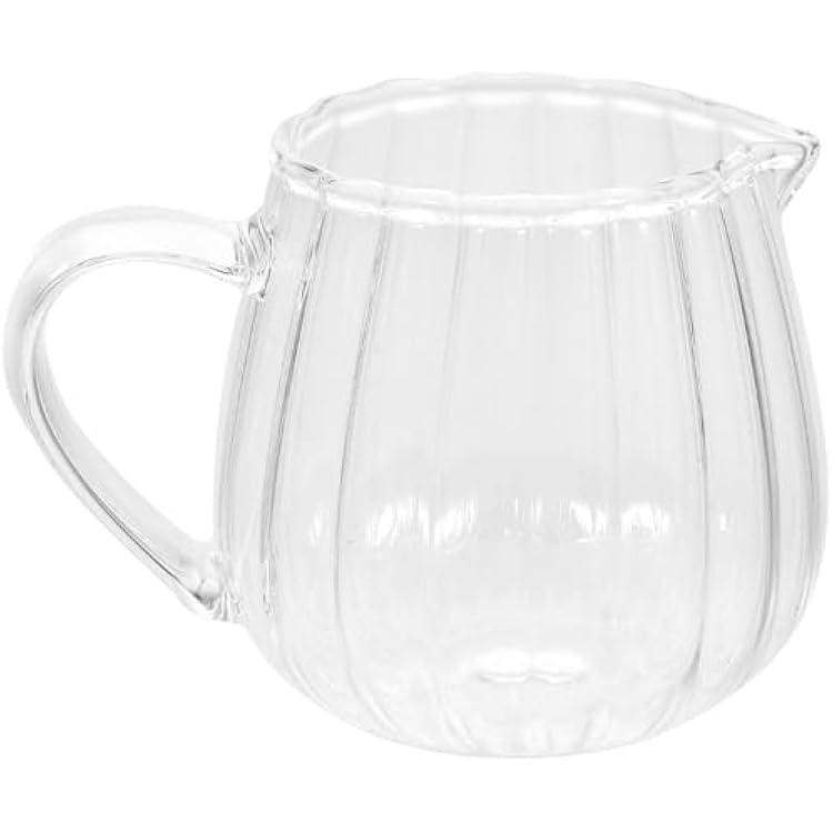 Hemoton Heat-Resistant Glass Milk Pot 5 Oz Small Creamer Pitcher with No-Drip Spout for Coffee Sauce and Table Serving