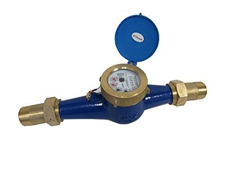 PRM 1 Inch Multi-Jet Brass Totalizing Water Meter, Sealed Dry Dial, Internal Strainer, 2% Accuracy, 150 PSI, for Non-Potable Water Use, Horizontal Mount