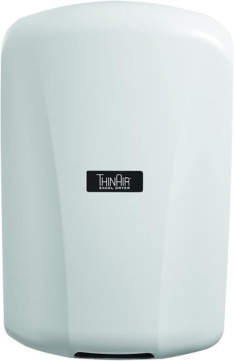 THINAIR Excel Dryer Hand Dryer, American Made, Slim, White Epoxy Painted Cover, ADA Compliant, Automatic Sensor, Surface Mounted, Made in USA Certified, TA-W (110/120 Volts)