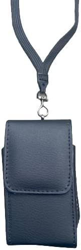 Around the Neck Black Leather Case with Safety Lanyard fits Lively Flip2, Jitterbug Flip2, Jitterbug Flip Phone