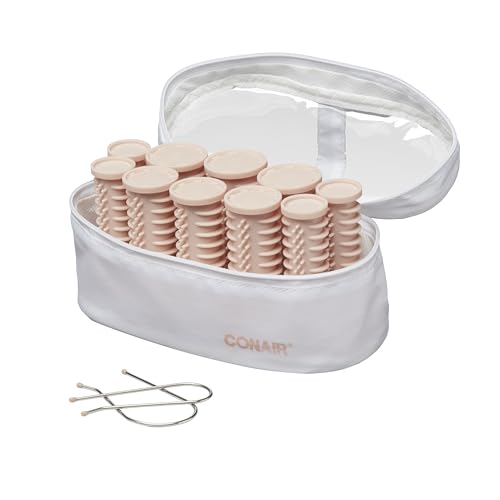 Conair Instant Heat Compact Hot Rollers for Long, Medium, and All Hair - Hair Curler - Hair Roller Clips Included - 1 14-inch, 1-inch, and 34-inch Rollers
