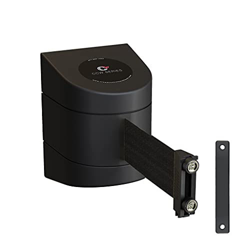 Crowd Control Warehouse - CCW Series WMB-230 Magnetic Wall Mount Retractable Belt Barrier - 30 Foot, Black Belt with Black ABS Case