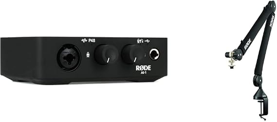 Rode AI-1 USB Audio Interface & PSA1+ Desk-mounted Broadcast Microphone Boom Arm