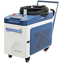 US Stock 2000W Laser Cleaning Machine with Dual Swing Laser Head, CW Fiber Laser Rust Remover for Metal, Paint, Oil & Coating, Water-Cooled Continuous Wave Cleaner 220V, Class II (0.874mW Output)