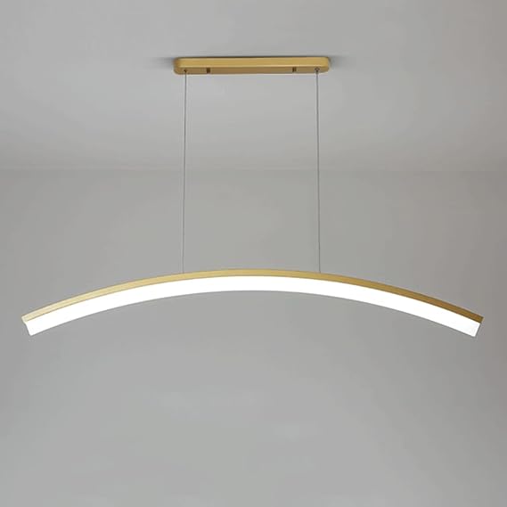 Creative Long Dining Room Pendant Lamp, Simple Strip Metal Suspension Lamps with Acrylic Shade, Modern LED Hanging Light, Kitchen Island Decorative Lighting Linear Chandeliers