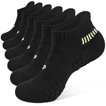 CLOSEMATE Mens Running Socks Cushioned Ankle Socks Low Cut Athletic Sports Breathable Cotton 6 Pairs